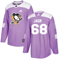 Men's Adidas Pittsburgh Penguins #68 Jaromir Jagr Authentic Purple Fights Cancer Practice NHL Jersey