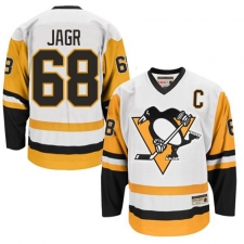 Men's CCM Pittsburgh Penguins #68 Jaromir Jagr Authentic White Throwback NHL Jersey