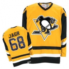 Men's CCM Pittsburgh Penguins #68 Jaromir Jagr Premier Yellow Throwback NHL Jersey