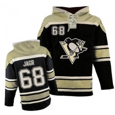 Men's Old Time Hockey Pittsburgh Penguins #68 Jaromir Jagr Premier Black Sawyer Hooded Sweatshirt NHL Jersey