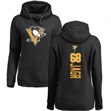 NHL Women's Adidas Pittsburgh Penguins #68 Jaromir Jagr Black Backer Pullover Hoodie