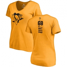 NHL Women's Adidas Pittsburgh Penguins #68 Jaromir Jagr Gold One Color Backer T-Shirt