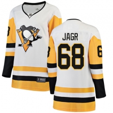 Women's Pittsburgh Penguins #68 Jaromir Jagr Authentic White Away Fanatics Branded Breakaway NHL Jersey