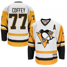 Men's CCM Pittsburgh Penguins #77 Paul Coffey Authentic White Throwback NHL Jersey