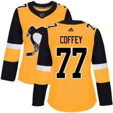 Women's Adidas Pittsburgh Penguins #77 Paul Coffey Authentic Gold Alternate NHL Jersey