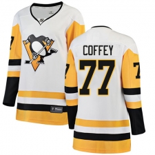 Women's Pittsburgh Penguins #77 Paul Coffey Authentic White Away Fanatics Branded Breakaway NHL Jersey