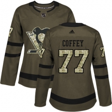 Women's Reebok Pittsburgh Penguins #77 Paul Coffey Authentic Green Salute to Service NHL Jersey