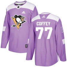 Youth Adidas Pittsburgh Penguins #77 Paul Coffey Authentic Purple Fights Cancer Practice NHL Jersey
