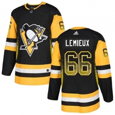 Men's Adidas Pittsburgh Penguins #66 Mario Lemieux Authentic Black Drift Fashion NHL Jersey