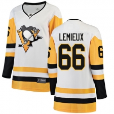 Women's Pittsburgh Penguins #66 Mario Lemieux Authentic White Away Fanatics Branded Breakaway NHL Jersey