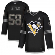 Men's Adidas Pittsburgh Penguins #58 Kris Letang Black Authentic Classic Stitched NHL Jersey