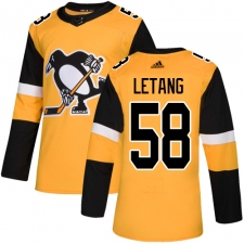 Men's Adidas Pittsburgh Penguins #58 Kris Letang Premier Gold Alternate NHL Jersey