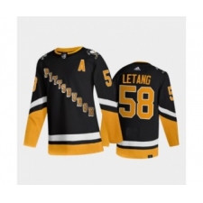 Men's Pittsburgh Penguins #58 Kris Letang Black 2021-2022 Stitched Jersey