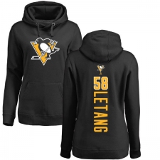 NHL Women's Adidas Pittsburgh Penguins #58 Kris Letang Black Backer Pullover Hoodie