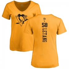 NHL Women's Adidas Pittsburgh Penguins #58 Kris Letang Gold One Color Backer T-Shirt
