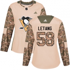 Women's Adidas Pittsburgh Penguins #58 Kris Letang Authentic Camo Veterans Day Practice NHL Jersey
