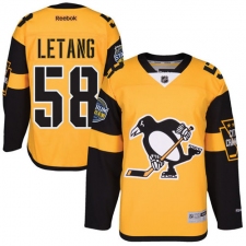 Youth Reebok Pittsburgh Penguins #58 Kris Letang Authentic Gold 2017 Stadium Series NHL Jersey