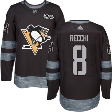 Men's Adidas Pittsburgh Penguins #8 Mark Recchi Authentic Black 1917-2017 100th Anniversary NHL Jersey