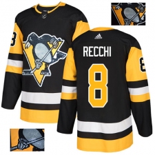 Men's Adidas Pittsburgh Penguins #8 Mark Recchi Authentic Black Fashion Gold NHL Jersey