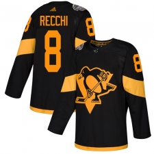 Men's Adidas Pittsburgh Penguins #8 Mark Recchi Black Authentic 2019 Stadium Series Stitched NHL Jersey