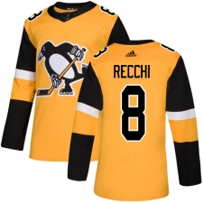 Men's Adidas Pittsburgh Penguins #8 Mark Recchi Premier Gold Alternate NHL Jersey