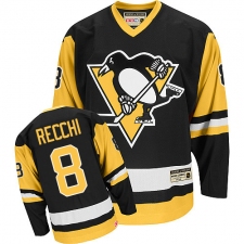 Men's CCM Pittsburgh Penguins #8 Mark Recchi Authentic Black Throwback NHL Jersey