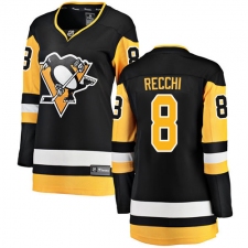 Women's Pittsburgh Penguins #8 Mark Recchi Fanatics Branded Black Home Breakaway NHL Jersey