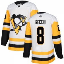 Youth Adidas Pittsburgh Penguins #8 Mark Recchi Authentic White Away NHL Jersey
