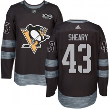 Men's Adidas Pittsburgh Penguins #43 Conor Sheary Authentic Black 1917-2017 100th Anniversary NHL Jersey