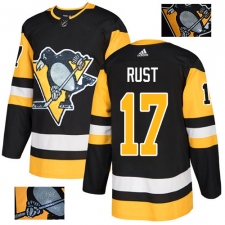 Men's Adidas Pittsburgh Penguins #17 Bryan Rust Authentic Black Fashion Gold NHL Jersey