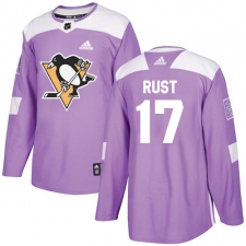 Men's Adidas Pittsburgh Penguins #17 Bryan Rust Authentic Purple Fights Cancer Practice NHL Jersey