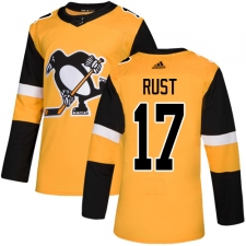 Men's Adidas Pittsburgh Penguins #17 Bryan Rust Premier Gold Alternate NHL Jersey