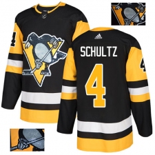 Men's Adidas Pittsburgh Penguins #4 Justin Schultz Authentic Black Fashion Gold NHL Jersey