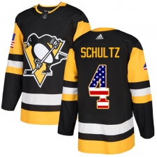 Men's Adidas Pittsburgh Penguins #4 Justin Schultz Authentic Black USA Flag Fashion NHL Jersey