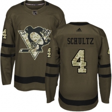 Men's Reebok Pittsburgh Penguins #4 Justin Schultz Authentic Green Salute to Service NHL Jersey
