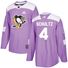 Youth Adidas Pittsburgh Penguins #4 Justin Schultz Authentic Purple Fights Cancer Practice NHL Jersey