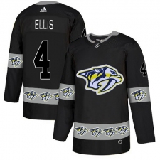 Men's Adidas Nashville Predators #4 Ryan Ellis Authentic Black Team Logo Fashion NHL Jersey