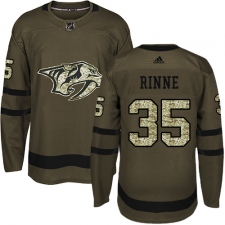 Youth Adidas Nashville Predators #35 Pekka Rinne Authentic Green Salute to Service NHL Jersey