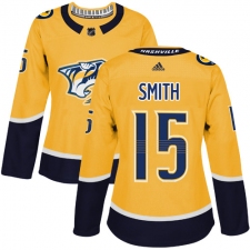 Women's Adidas Nashville Predators #15 Craig Smith Authentic Gold Home NHL Jersey