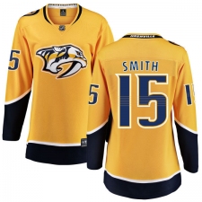 Women's Nashville Predators #15 Craig Smith Fanatics Branded Gold Home Breakaway NHL Jersey