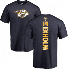NHL Adidas Nashville Predators #14 Mattias Ekholm Navy Blue Backer T-Shirt