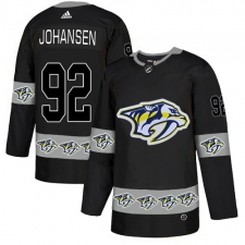 Men's Adidas Nashville Predators #92 Ryan Johansen Authentic Black Team Logo Fashion NHL Jersey