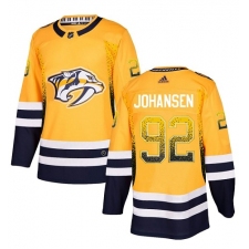 Men's Adidas Nashville Predators #92 Ryan Johansen Authentic Gold Drift Fashion NHL Jersey
