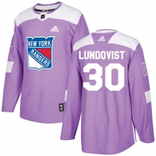 Men's Adidas New York Rangers #30 Henrik Lundqvist Authentic Purple Fights Cancer Practice NHL Jersey