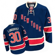 Women's Reebok New York Rangers #30 Henrik Lundqvist Authentic Navy Blue Third NHL Jersey