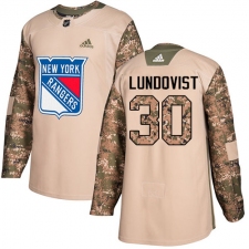 Youth Adidas New York Rangers #30 Henrik Lundqvist Authentic Camo Veterans Day Practice NHL Jersey