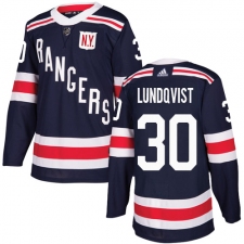 Youth Adidas New York Rangers #30 Henrik Lundqvist Authentic Navy Blue 2018 Winter Classic NHL Jersey
