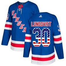 Youth Adidas New York Rangers #30 Henrik Lundqvist Authentic Royal Blue USA Flag Fashion NHL Jersey