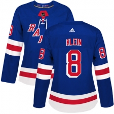 Women's Adidas New York Rangers #8 Kevin Klein Authentic Royal Blue Home NHL Jersey