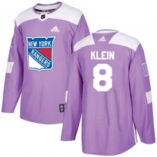 Youth Adidas New York Rangers #8 Kevin Klein Authentic Purple Fights Cancer Practice NHL Jersey